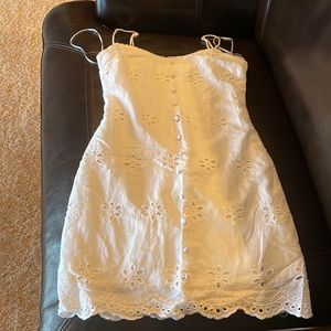 Sundress, white BoHo spaghetti strap extra extra small